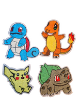 Set of 4 Pokemon Character Iron on Patchn- Charmander Pikachu Squirtle Bulbasaur