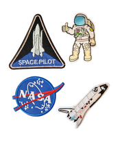 Space Themed Nasa - 4 Pack Iron On patches transfer Badges 4 Patch Bundle