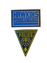 Hawkins Police & Power and Light Badge Iron On patch Sew On transfer - Twin Pack