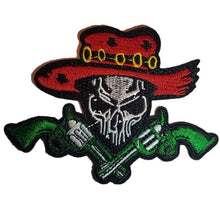 Skull with Pistols Cowboy Amigo Iron On Sew on Patch Transfer Fancy Dress Badge