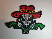 Skull with Pistols Cowboy Amigo Iron On Sew on Patch Transfer Fancy Dress Badge