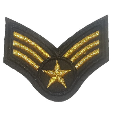 gold airforce sargent style 3 stripes military Iron On Patch Sew on transfer