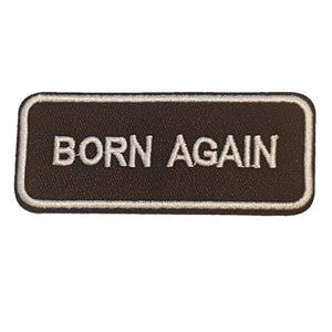 Born Again Words Text Iron On Patch Sew on Transfer
