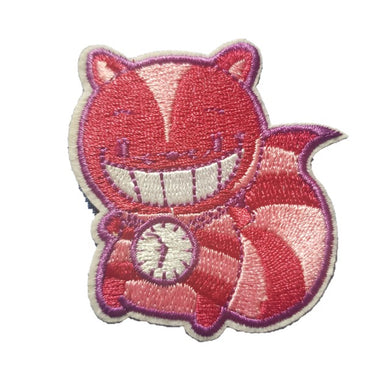 The Cheshire Cat Wearing CLOCK Iron On Patch Sew On Transfer