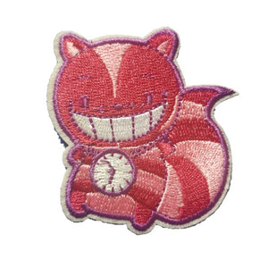 The Cheshire Cat Wearing CLOCK Iron On Patch Sew On Transfer