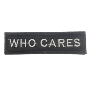 WHO CARES Words Slogan Motorcycle Biker Patch Iron On Patch sew on transfer