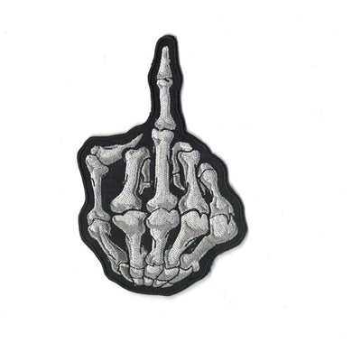 skeleton hand middle finger iron on patch sew on transfer