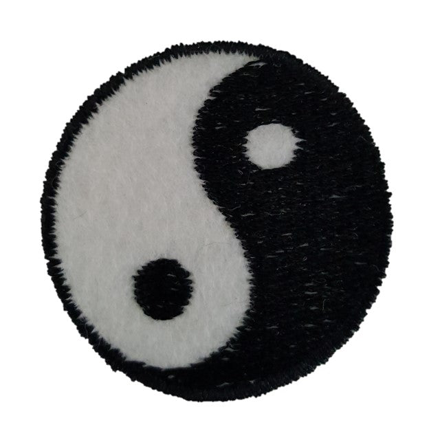 Small White Yin and Yang Iron On Patch Sew On Transfer