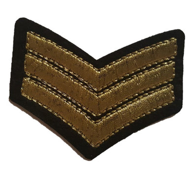 gold stitched iron on sew on patch Sargent chevrons
